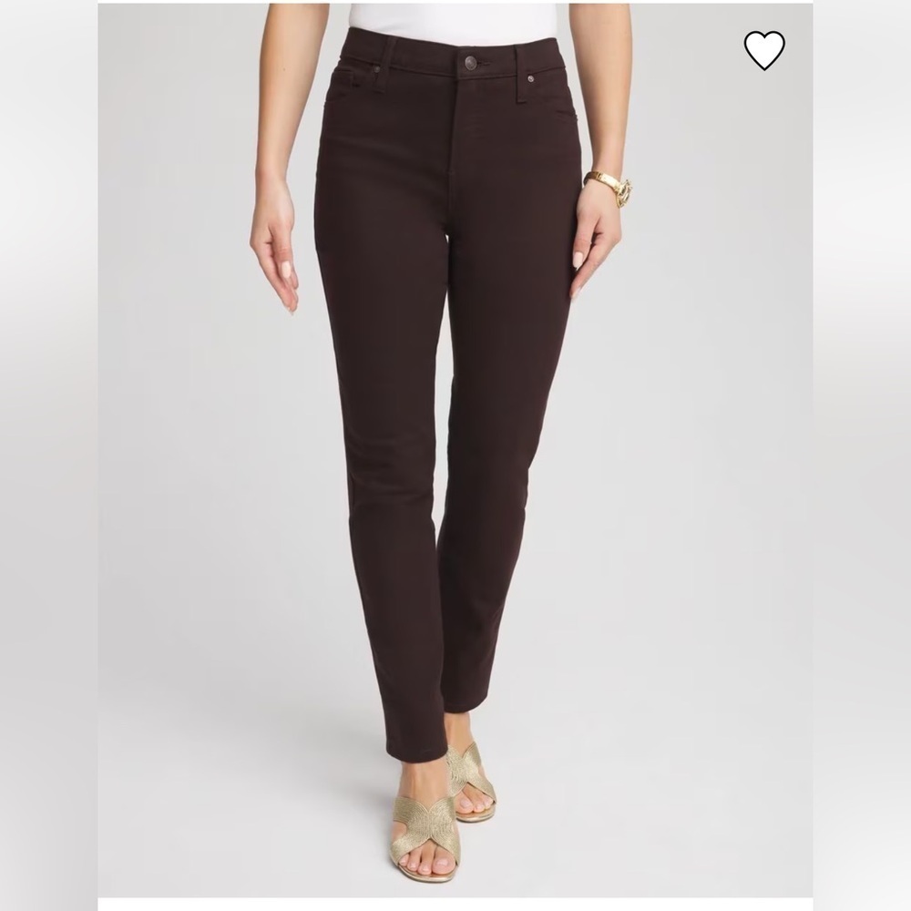 Chico’s So Slimming Girlfriend Slim Ankle Jeans  Dark BrownStretch Casual E-12
